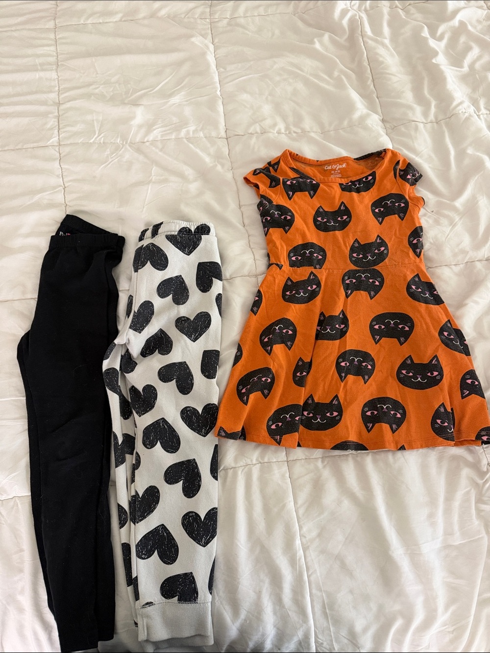 Cat & Jack Orange Halloween Cat Skater Dress with Black Cat Faces